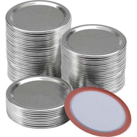 Canning Lid - Wide Mouth - Silicone Seal Ring - Reusable Airtight Jar Lid - For Mason Jars - 100 mm Diameter - Set of 6 (1/5)