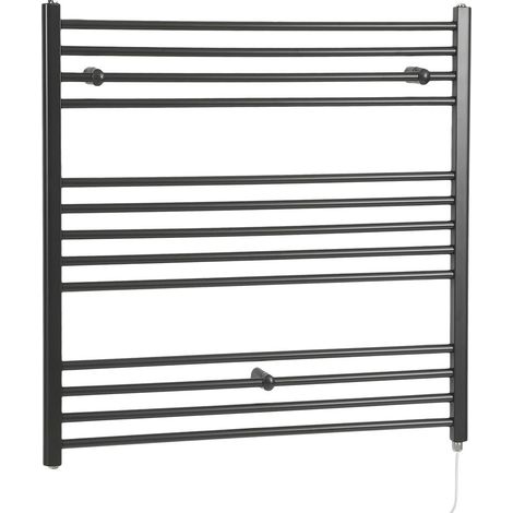 Hudson Reed – Sèche-serviettes électrique plat 100x100cm – Puissance 800W – Acier noir mat – Garantie 10 ans – Conforme norme EN 442