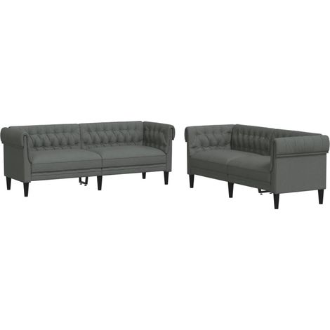 Maison Exclusive - Ensemble de canapés 2 pcs gris foncé tissu (1/5)