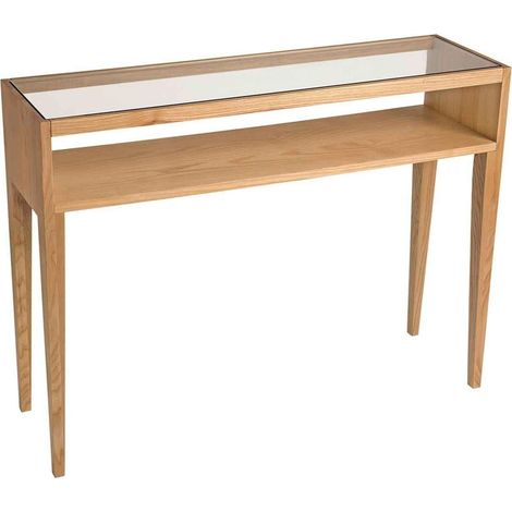 Console en bois de frêne et verre élégance naturelle - bois naturel et verre transparent (1/5)