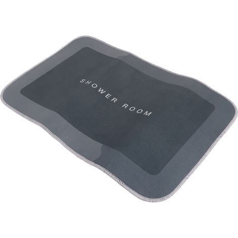 Tapis de bain moderne, absorbant et à séchage rapide, antidérapant, gris foncé, carré. (1/5)