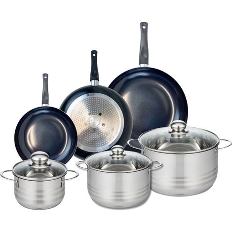 Ensemble de 3 Poêles de cuisson 20, 24 et 28 cm et 3 faitouts 16, 20 et 24 cm Elo Prima Brillant (1/5)