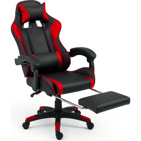 Sedia da Gaming Ecopelle Nero e Rosso Reclinabile da Scrivania Ufficio Cameretta (1/5)