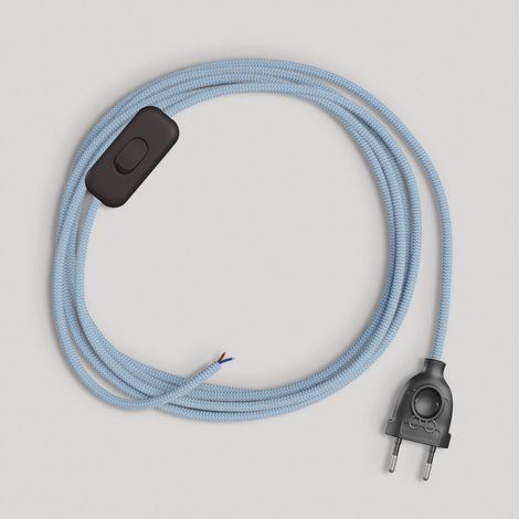 creative cables - Cablaggio per Lampada, Cavo RD75 Zigzag Blu Steward 1,80 m. Scegli Il Colore dell'interuttore e della Spina. - Nero