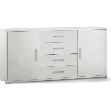 Aparador con dos puertas y cuatro cajones en Ossido White 174x41x h84 cm