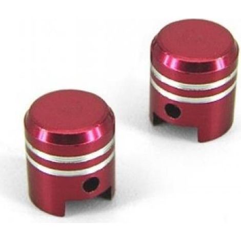 Paire bouchon valve anodisée rouge forme piston pour moto scooter