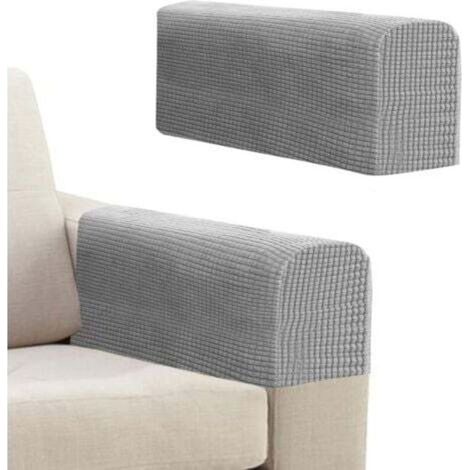 Lot de 2 housses de protection pour accoudoirs de canapé inclinables, housses d'accoudoirs épaisses pour canapé, fauteuil inclinable (gris clair) (1/4)