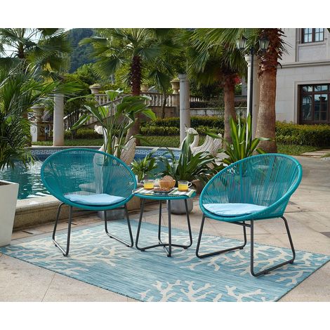 Salon de jardin moderne en PVC turquoise Alexane (1/2)