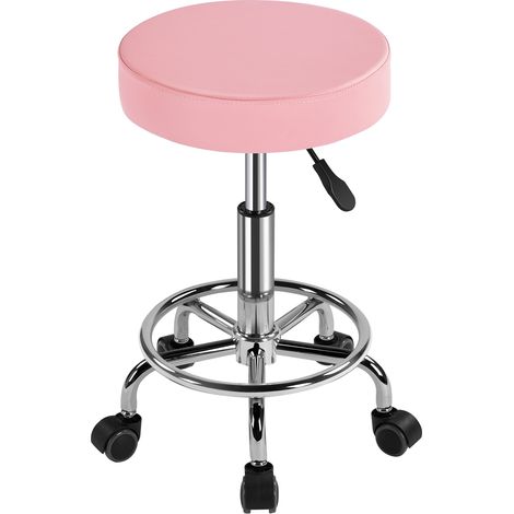 Homevive Taburete con Ruedas Taburete Giratorio 360° Silla de Salón para Salón de Belleza y Masaje Altura Regulable de 50,5 a 65 cm Rosa