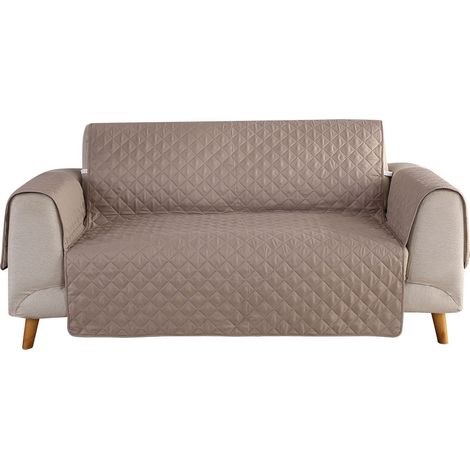 Housse de canapé 2 places polyester beige imperméable antitache antidérapante lavable protection meubles (1/5)