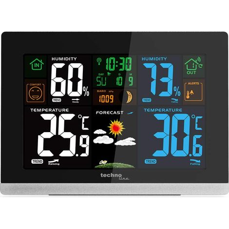 WS 6462 - Stazione meteorologica radio, temperatura interna, temperatura esterna, umidità dell'aria, indicatore di tendenza, punto di rugiada, display a colori, orologio radiocontrollato, fasi lunari (1/4)