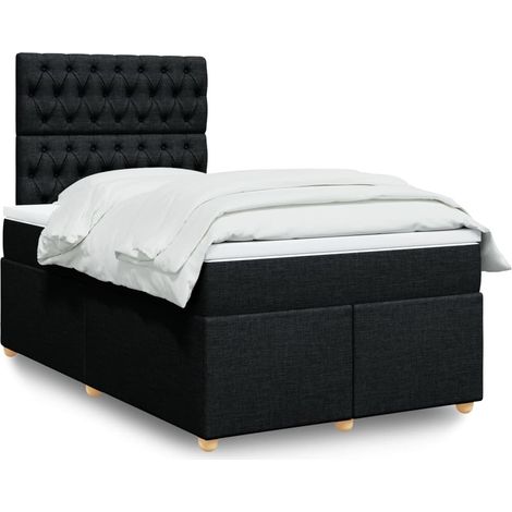 vidaXL Sommier à lattes de lit avec matelas noir 120x190 cm tissu (1/5)