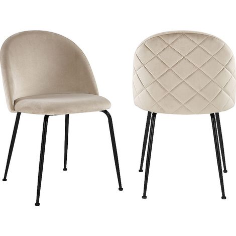 Sedia Velluto e Metallo Nero Opaco Beige - Lotto di 2 - MELBOURNE (1/5)