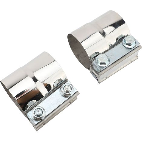 Pince d'échappement en acier inoxydable 304, 2 pièces, Fixation sécurisée, Joint de recouvrement, coupleur de manchon pour système 2.25 pouces (1/2)