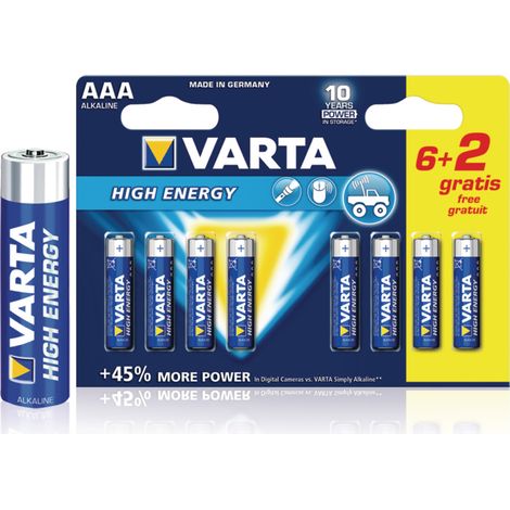 Varta Aaa Longlife Power (6+2) Piles Alcalines Haute Performance Longue Durée - Varta (1/3)