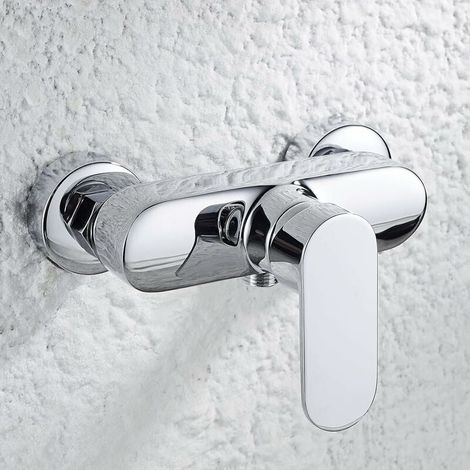 1 Mitigeur de douche mural, laiton massif, finition chromée, entrée 1/2 pouce, entraxe 150 mm, salle de bain (1/5)