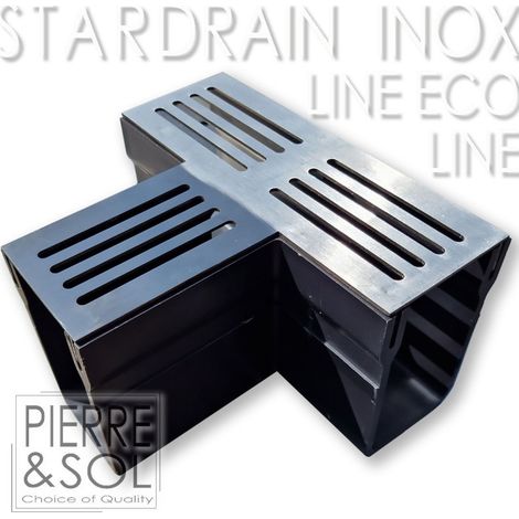 Caniveau étroit 6,5 cm Grille INOX Line - StarDrain - LINE ECO - Pièce en T