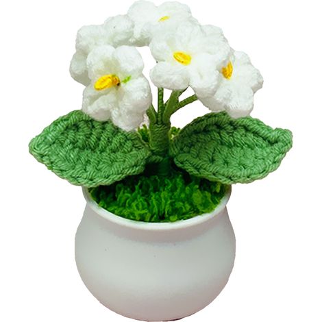 1 Pot de fleurs, Myosotis artificiel, Crochet main, Tige flexible, Décoration maison bureau (1/5)