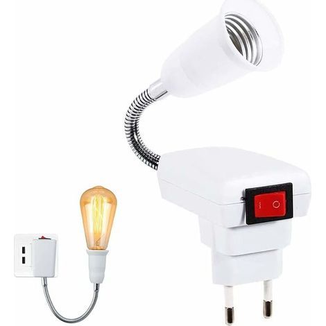 BDD E27-Fassung mit Funkschalter, 360 Grad dimmbare LED-Lampe, Türleuchte für Büro, Schlafzimmer, Küche, Wandleuchte, Nachttischlampe, 20 cm (Leuchtmittel nicht enthalten) (1/5)