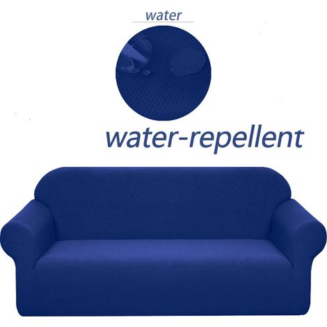 Housse de canapé stretch, imperméable et résistante aux éraflures pour canapé Motif élégant Avec rouleaux de mousse antidérapante (canapé 3 place,bleu marine)-190-230cm