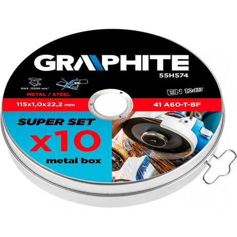 Disco de corte de metal de 115 x 1,0 x 22,2 mm, 41 A60-T-BF, 10 unidades. (1/4)