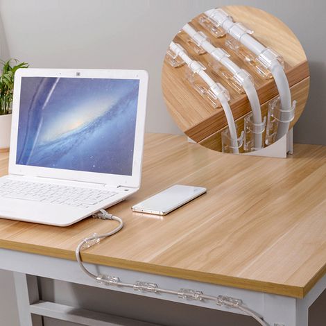 Selbstklebende Kabelclips für TV/PC-Netzwerk, 20 Stück, weißes ABS-Acryl, für Zuhause/Büro (1/5)