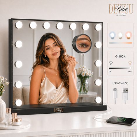 Espejo de maquillaje Hollywood Cosmetic 58x48 LED Negro (1/5)