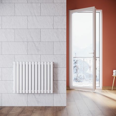 SONNI Design Pannello Radiatore Tubi 600x767mm Bianco Doppio Strato Bagno/Soggiorno Radiatore Orizzontale Entrata Laterale Bagno Radiatore Radiatore (1/5)
