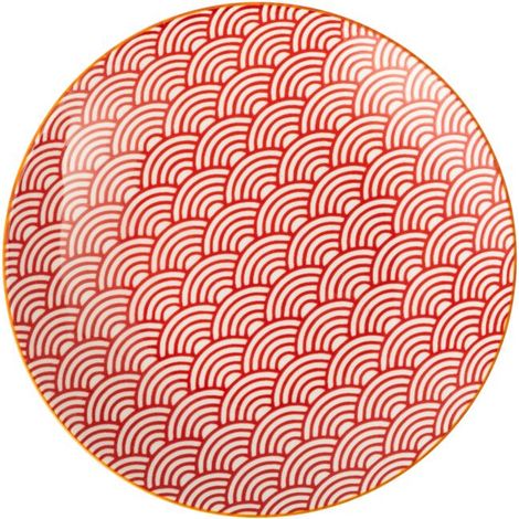 Mikasa red arc stoneware side plate, patterned 18cm plate for starters, side dishes, desserts and snacks, multi-purpose decorative dinnerware