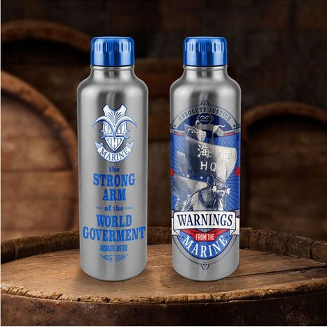 Paladone Bottigliade acqua de acciaio inox de con tappo  tappo a vite  500 ml de Marines de One Piece, licenza ufficiale per i fan dell'anime, merchandising de cultura pop
