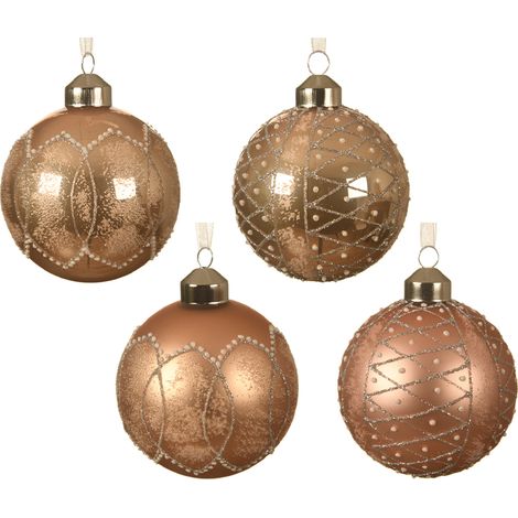 Boule de Noël en verre marron assortie Ø8 cm