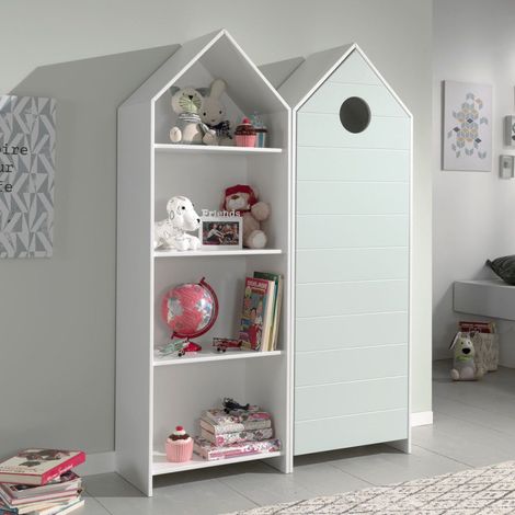 Pack - Étagère & Armoire 4 Niveaux "Casami" 171cm Blanc & Menthe (1/5)