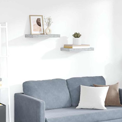 vidaXL Floating Wall Shelves 2 pcs Concrete Grey 40x23.5x3.8 cm MDF (1/5)