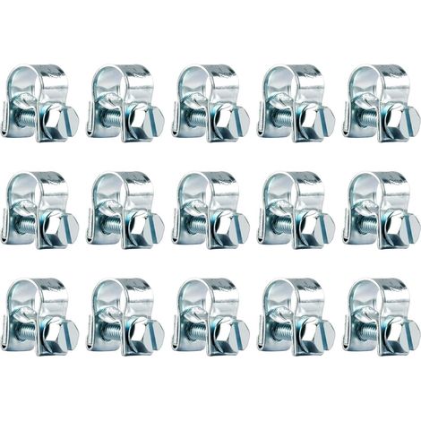 50pcs Hose Clamps, Steel Pipe Repair Clamps, Mini Gasoline Fuel Line Clamps, Perfect for Securing Small Diameter Hoses, Galvanized Iron, 7-9mm (1/5)