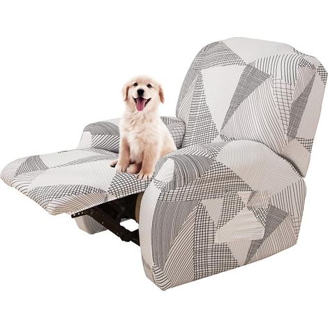 Stretch Recliner Chair Cover Recliner Protector with Side Pockets Washable Non-Slip Recliner Chair Cover White Line (1/2)