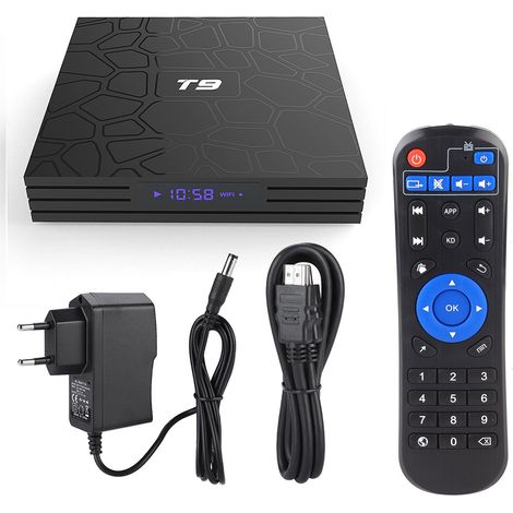 T9‑RK3318‑4 Box TV Android 8.1 avec WIFI 2.4G, Bluetooth, USB 3.0, 32GB, Adaptateur UE (110‑240V) (1/5)