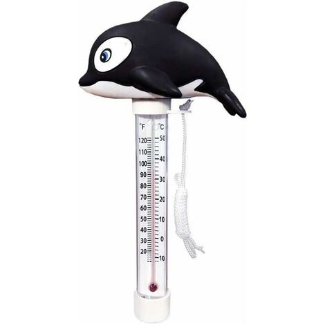 Thermomètre de Piscine Flottant avec Corde de Natation, Cartoon Mignon Thermomètre Utilisé pour Température de l'eau pour Spa Bain Piscines Hot Tub Fish Pond (Dauphin) (1/4)