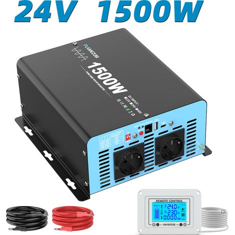 Spannungswandler 24V auf 230V – Reiner Sinus‑Wechselrichter 1500W Dauerleistung 3000W Spitzenleistung – Schutz vor Überhitzung und Kurzschluss (1/5)