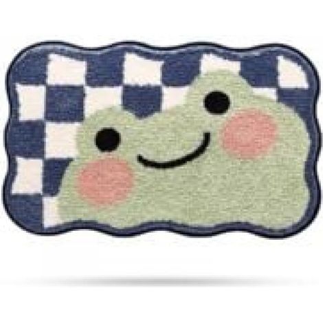 (400 × 600 × 30 mm) Tapis de salle de bain en forme de grenouille mignonne, super doux, absorbant, lavable en machine, tapis antidérapant, adapté à la baignoire, à la douche et à la salle de bain