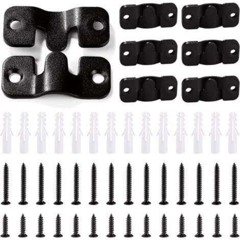 14-teiliges Set mit Einbauhalterungen, Edelstahl-Wandbefestigungsschlaufe, Einbau-Bilderrahmen, Wandaufhänger, inklusive 28 Schrauben, Schwarz, 44 x 19 mm (1/4)