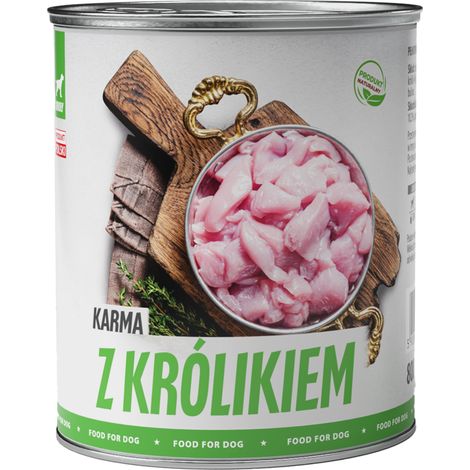 Comida húmeda para perros TufTuf, lata de conejo de 800 g, carne en conserva. (1/4)