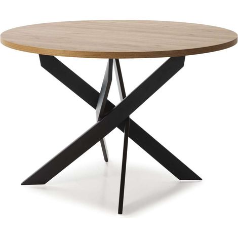 Mesa comedor redonda ALEJANDRO acabado natural/negro, 77cm(alto) 120cm(ancho) 120cm(largo) (1/3)