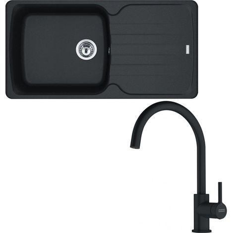 Pack full black évier XL Antea Fragranit 970 x 460 x 210 mm + mitigeur Lina J noir - Franke (1/5)