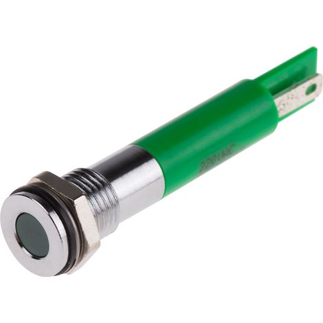 Voyant LED lumineux Vert RS PRO, dia. 8mm, 220V c.a., IP67 ( Prix pour 1 ) (1/2)