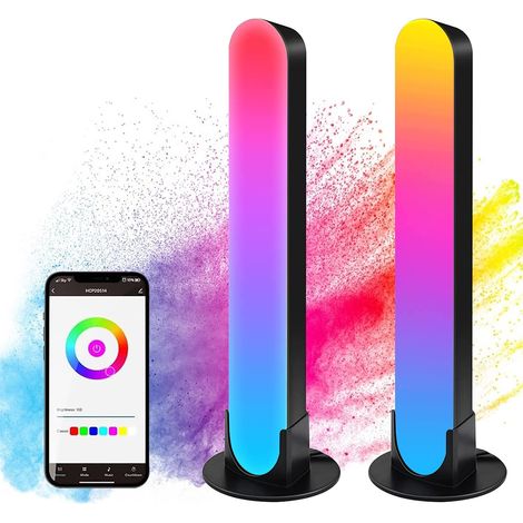 Smart LED Lamp 2 pcs, Smart Lamp with 19 Dynamic Modes and Music Sync Modes, RGB LED Bar, APP Controlled Gamer Lamp, Mood Lights for TV, PC, Bedroom (1/5)
