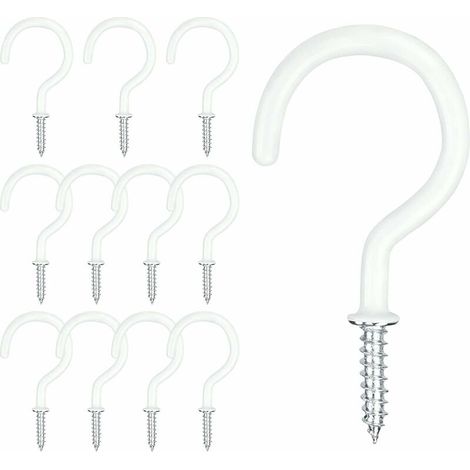 crochet a visser crochet mural vis , 12 pcs convient pour accrocher muraux plafond cintres pots de fleurs parapluies(Blanc ) (1/5)