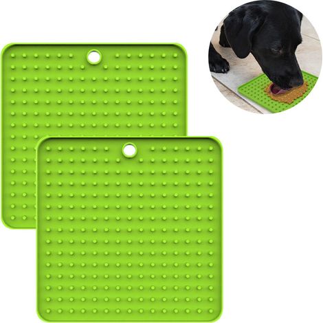 Tapis À Lécher Pour Chien,Lot De 2 Coussins À Lécher,Mangeoires Lentes Pour Animaux De Compagnie,Tapis Apaisant Pour Soulager L'Anxiété,Tapis De Friandises Pour Chiot En Silicone De Qualité Alimen