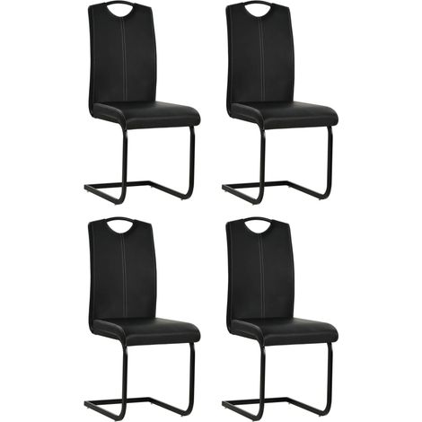 Freischwinger 4 Stk. Schwarz Kunstleder