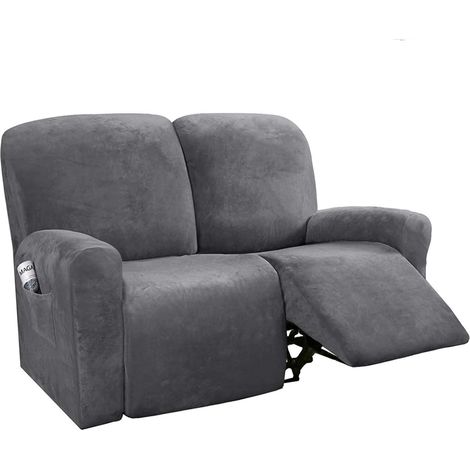Extensible Velours housse De fauteuil relax electrique 2 place-un gris (1/5)