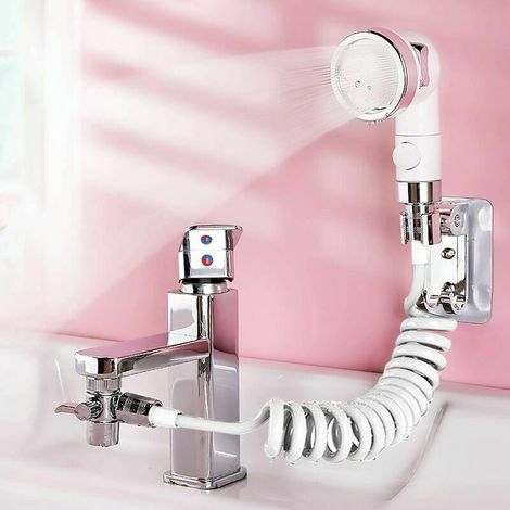 Pommeau de Douche Lavabo,Tuyau T¨lescopique Douchette pour Bidet Pomme de Douche ¨vier Mural,Pommeau de Douche Economie deau Parfait pour Laver les Cheveux ou Nettoyer le Lavabo (1/5)